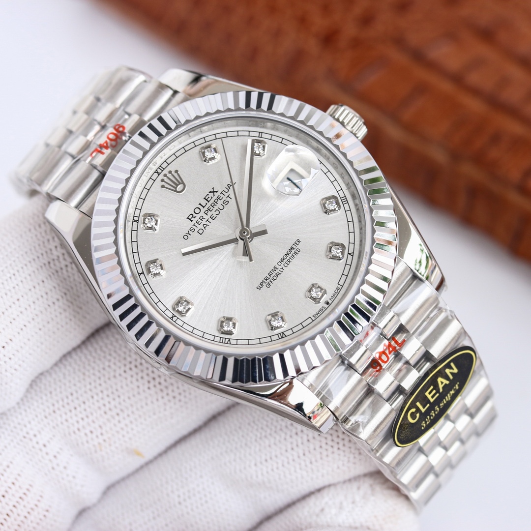 20220225_i1645804064_227_0.jpg.jpg Rolex Datejust 126334 Silver Diamond Dial Fluted Bezel Jubilee Bracelet 904L Steel 3235 Movement 41mm Mens Watch - Image 1