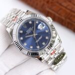 Rolex Datejust 126334 Blue Diamond Dial Sluted Bezel Oyster/Jubilee Bracelet 904L Steel 3235 Movement 41mm Mens Watch