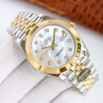 Rolex Datejust 126303 White MOP Diamond Dial Domed Yellow Gold Bezel Oyster/Jubilee Bracelet 904L Steel 3235 Movement 41mm Mens Watch