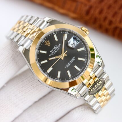 Rolex Datejust 126303 Black Dial Domed Yellow Gold Bezel Oyster/Jubilee Bracelet 904L Steel 3235 Movement 41mm Mens Watch