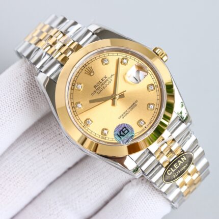Rolex Datejust 126303 Champagne Diamond Dial Domed Bezel 41mm Oyster/Jubilee Bracelet Watch 904L Steel And Yellow Gold 3235 Movement