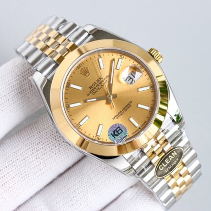 Rolex Datejust 126303 Champagne Index Domed Bezel 41mm Oyster/Jubilee Bracelet Watch 904L Steel And Yellow Gold 3235 Movement