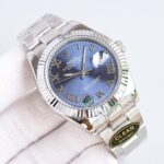 Rolex Datejust 126300 Blue Roman Dial Smooth Bezel Oyster/Jubilee Bracelet 904L Steel 3235 Movement 41mm Mens Watch - Image 4