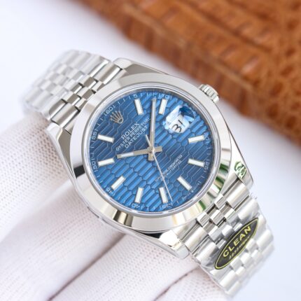 Rolex Datejust 126300 Blue Fluted Motif Dial Smooth Bezel Oyster/Jubilee Bracelet 904L Steel 3235 Movement 41mm Mens Watch
