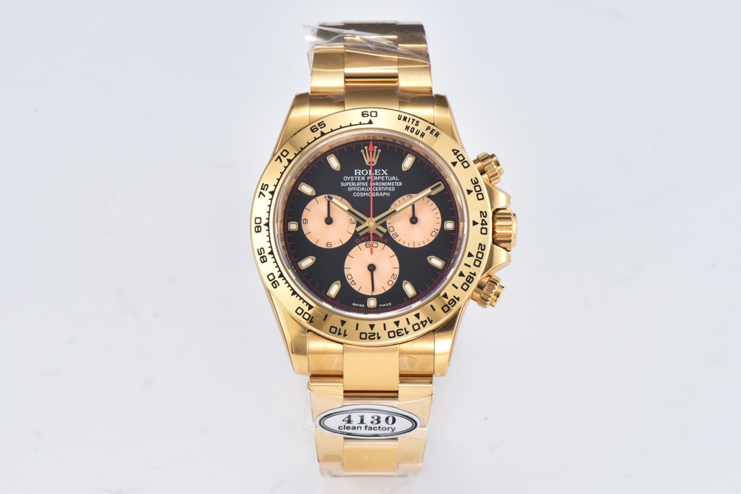 20221123_i1669207390_8831_0.jpg.jpg Rolex Daytona Chronograph Black&Gold Dial Yellow Gold Bezel&Case&Bracelet 7750/4130 Movement - Image 1