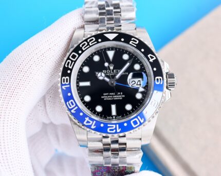 Rolex GMT Master Batman Black Dial Black&Blue Ceramic Bezel Jubilee Bracelet 904L Steel 3186/3285 Movement