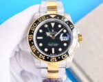 Rolex GMT Master Root Beer Black Dial Black&Gold Ceramic Bezel Yellow Gold Bracelet 904L Steel 3186/3285 Movement
