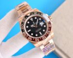 Rolex GMT Master Root Beer Black Dial Brown&Gold Ceramic Bezel Rose Gold Bracelet 904L Steel 3186/3285 Movement - Image 3