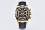 Rolex Daytona Chronograph Black Diamond Dial Black Ceramic Bezel Yellow Gold Case Black Rubber Strap 7750/4130 Movement