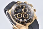 Rolex Daytona Chronograph Black Diamond Dial Black Ceramic Bezel Yellow Gold Case Black Rubber Strap 7750/4130 Movement - Image 6