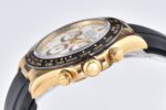 Rolex Daytona Chronograph White Dial Black Ceramic Bezel Yellow Gold Case Black Rubber Strap 7750/4130 Movement - Image 4