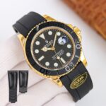 Rolex Yacht Master 40mm Black Dial 904L Steel Yellow Gold Case Oysterflex Rubber Strap 1:1 Best Edition 2836/3235 Movement - Image 5