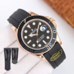 Rolex Yacht Master 40mm Black Dial 904L Steel Rose Gold Case Oysterflex Rubber Strap 1:1 Best Edition 2836/3235 Movement - Image 5