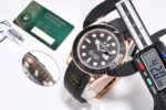 Rolex Yacht Master 40mm Black Dial 904L Steel Rose Gold Case Oysterflex Rubber Strap 1:1 Best Edition 2836/3235 Movement - Image 6