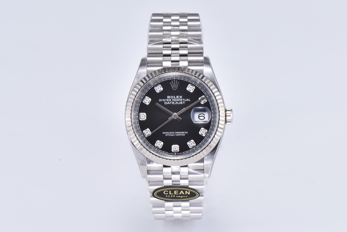 20230313_i1678668837_9169_0.jpg.jpg Rolex Datejust 36 Black Diamond Dial Fluted Bezel Jubilee Bracelet 904L Steel 3235 Movement - Image 1