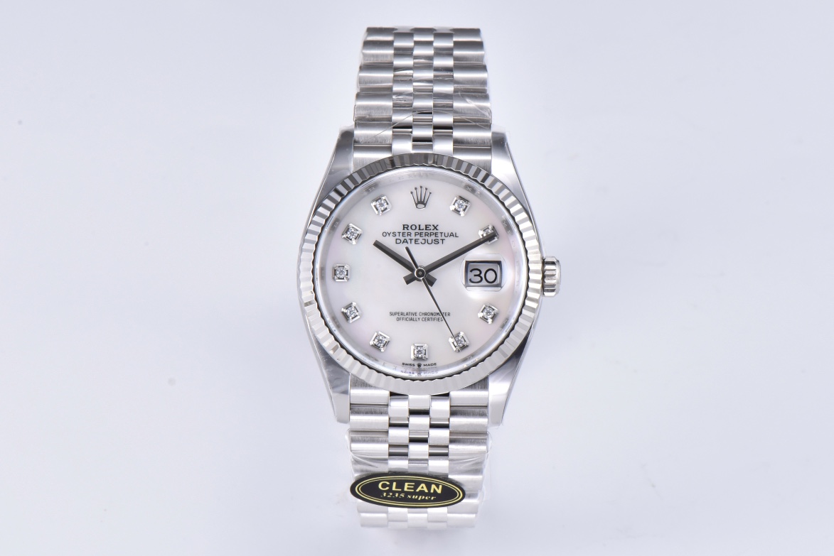 20230313_i1678668883_9716_0.jpg.jpg Rolex Datejust 36 White Mica Diamond Dial Fluted Bezel Jubilee Bracelet 904L Steel 3235 Movement - Image 1