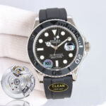 Rolex Yacht Master 42mm Black Dial 904L Steel 1:1 Best Edition Oysterflex Rubber Strap 2836/3235 Movement