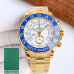 Rolex Yacht Master II 44mm White Dial Blue Ceramic Bezel 904L Steel Full Yellow Gold 1:1 Best Edition 7750 Movement