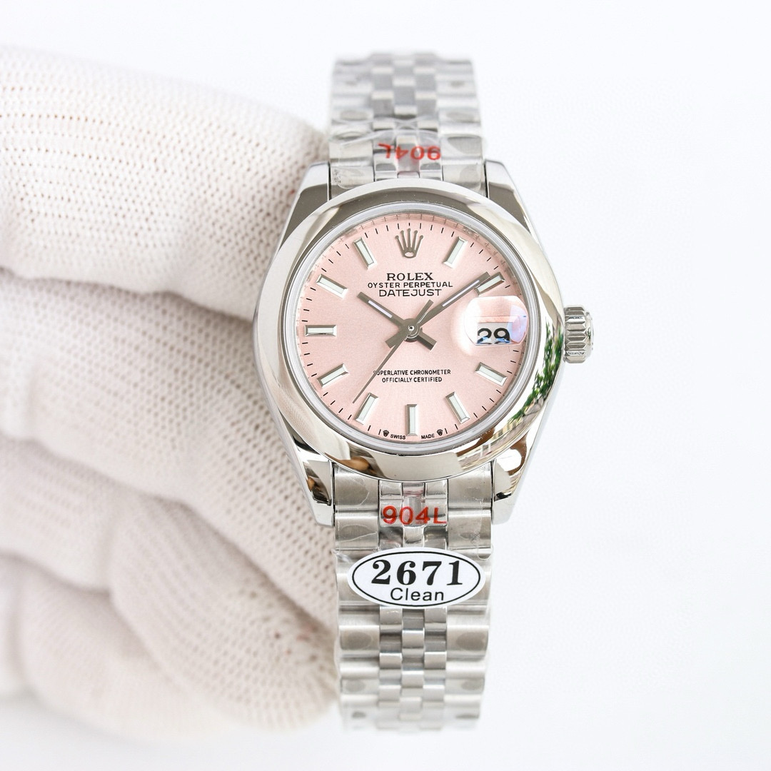 IMG_1051-1.jpg Rolex Lady Datejust 28mm Pink Dial Domed Bezel Jubilee Bracelet 904L Steel 2761 Movement - Image 1