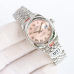 Rolex Lady Datejust 28mm Pink Roman Dial Domed Bezel Jubilee Bracelet 904L Steel 2761 Movement - Image 2