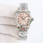 Rolex Lady Datejust 28mm Pink Roman Dial Domed Bezel Jubilee Bracelet 904L Steel 2761 Movement