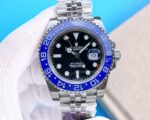 Rolex GMT Master Black Dial Blue Ceramic Bezel Jubilee Bracelet 904L Steel 3186/3285 Movement