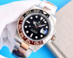 Rolex GMT Master Root Beer Black Dial Black&Bronze Ceramic Bezel Rose Gold Bracelet 904L Steel 3186/3285 Movement - Image 3