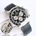 Rolex Daytona 126519 Black&Silver Dial With Diamonds Black Ceramic Bezel Oysterflex Rubber Strap 4131 Movement