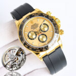 Rolex Daytona 126518 Yellow Gold&Black&Gold Dial Black Ceramic Bezel Oysterflex Rubber Strap 4131 Movement