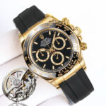 Rolex Daytona 126518 Black&Gold&Black Dial Black Ceramic Bezel Oysterflex Rubber Strap 4131 Movement
