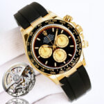Rolex Daytona 126518 Black&Gold Dial Black Ceramic Bezel Oysterflex Rubber Strap 4131 Movement