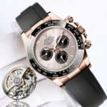 Rolex Daytona 126515 Sundust&Black Dial Black Ceramic Bezel Rose Gold Case Oysterflex Rubber Strap 4131 Movement