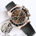 Rolex Daytona 126515 Chocolate&Black Dial Black Ceramic Bezel Rose Gold Case Oysterflex Rubber Strap 4131 Movement