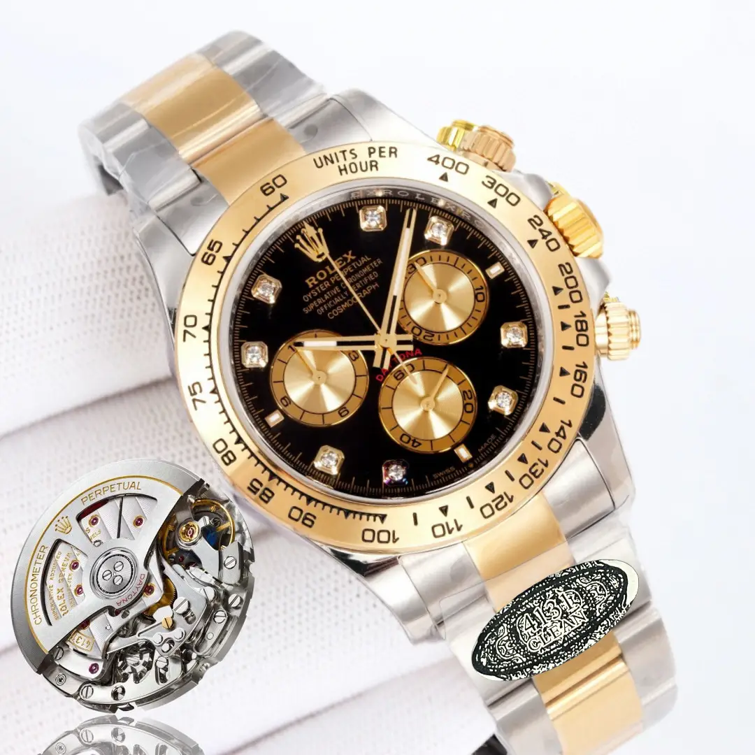WechatIMG561.jpg Rolex Daytona 126503 Black&Gold Dial With Diamonds Yellow Gold Bezel 904L Steel&Gold Bracelet 4131 Movement - Image 1