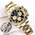 Rolex Daytona 126508 Black&Gold Dial With Diamonds Yellow Gold Bezel Yellow Gold Bracelet 4131 Movement