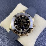 Rolex Daytona Chronograph Black Diamond Dial Black Ceramic Bezel Yellow Gold Case Black Rubber Strap 7750/4130 Movement - Image 8