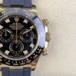 Rolex Daytona Chronograph Black Diamond Dial Black Ceramic Bezel Yellow Gold Case Black Rubber Strap 7750/4130 Movement - Image 6