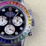 Rolex Daytona Chronograph Black&White Diamond Dial Colorful Diamond Bezel 904L Stainless Steel Case&Bracelet 7750/4130 Movement - Image 5