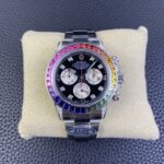 Rolex Daytona Chronograph Black&White Diamond Dial Colorful Diamond Bezel 904L Stainless Steel Case&Bracelet 7750/4130 Movement