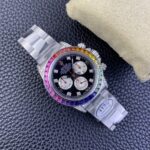 Rolex Daytona Chronograph Black&White Diamond Dial Colorful Diamond Bezel 904L Stainless Steel Case&Bracelet 7750/4130 Movement - Image 9