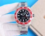 Rolex GMT Master Black Dial Red Ceramic Bezel Oyster Bracelet 904L Steel 3186/3285 Movement