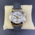 Rolex Daytona Chronograph White Dial Black Ceramic Bezel Yellow Gold Case Black Rubber Strap 7750/4130 Movement