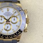 Rolex Daytona Chronograph White Dial Black Ceramic Bezel Yellow Gold Case Black Rubber Strap 7750/4130 Movement - Image 5