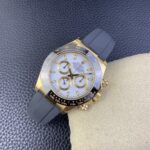 Rolex Daytona Chronograph White Dial Black Ceramic Bezel Yellow Gold Case Black Rubber Strap 7750/4130 Movement - Image 4