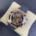 Rolex Daytona Chronograph Chocolate Arabic Dial Black Ceramic Bezel Rose Gold Case Black Rubber Strap 7750/4130 Movement - Image 3