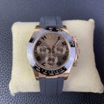 Rolex Daytona Chronograph Chocolate Arabic Dial Black Ceramic Bezel Rose Gold Case Black Rubber Strap 7750/4130 Movement