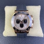 Rolex Daytona Chronograph Silver&Black Dial Black Ceramic Bezel Rose Gold Case Black Rubber Strap 7750/4130 Movement