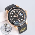 Rolex Yacht Master 42mm Black Dial 904L Steel Rose Gold Case Oysterflex Rubber Strap 1:1 Best Edition 2836/3235 Movement - Image 2
