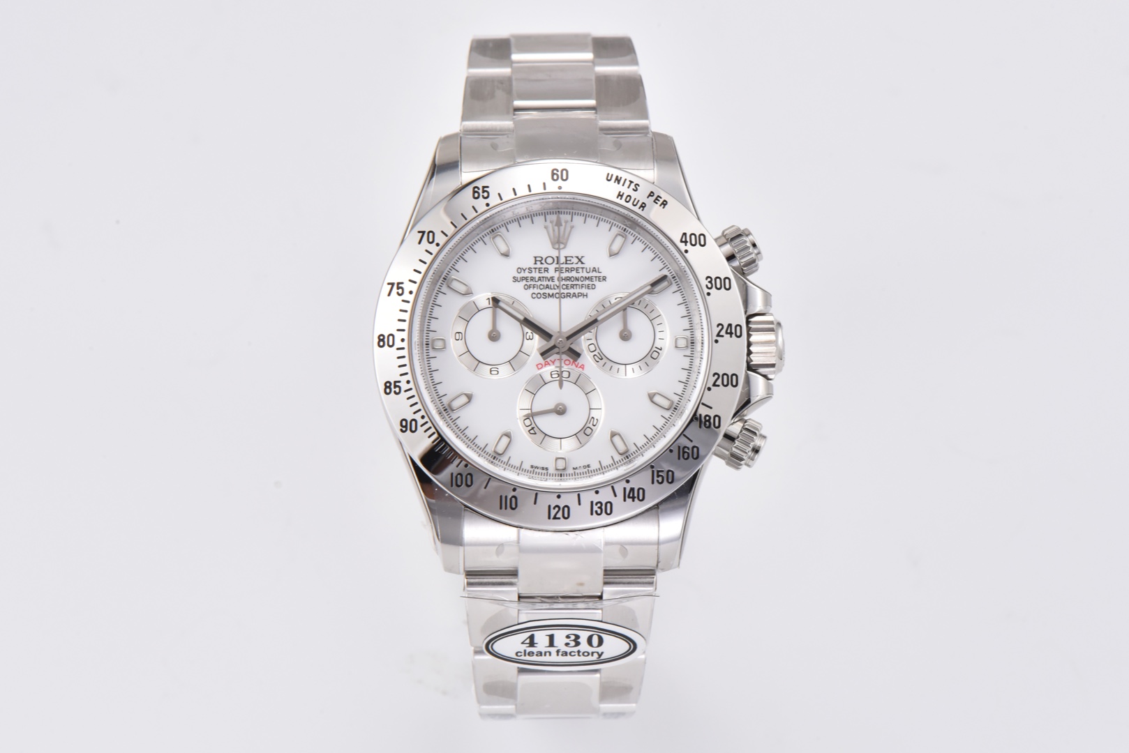 o_1ggv0r6m9q039i3ba4rk95pg17s.jpg.jpg Rolex Daytona Chronograph White Dial Steel Bezel 904L Steel Bracelet 7750/4130 Movement - Image 1