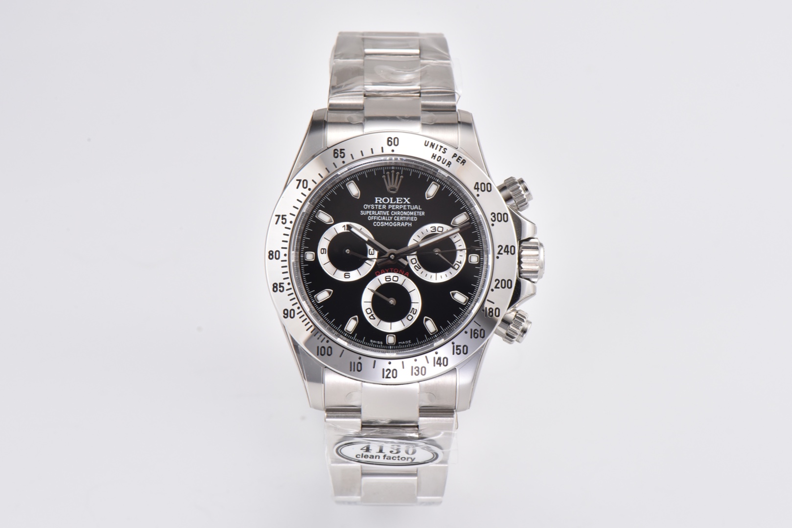 o_1ggv0so7717is1bbhp0g24bv2v1gi.jpg.jpg Rolex Daytona Chronograph Black Dial Steel Bezel 904L Steel Bracelet 7750/4130 Movement - Image 1